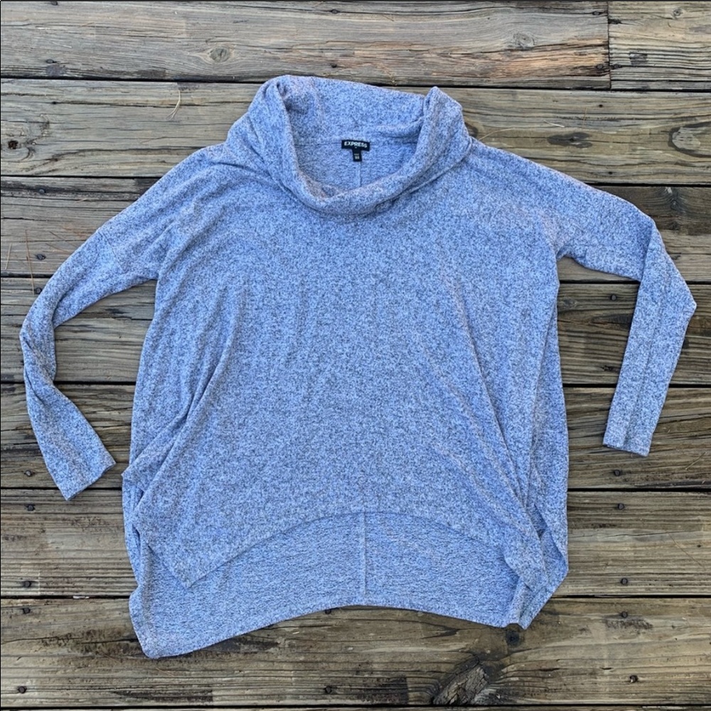 Express | Gray marled cowl neck trapeze sweater